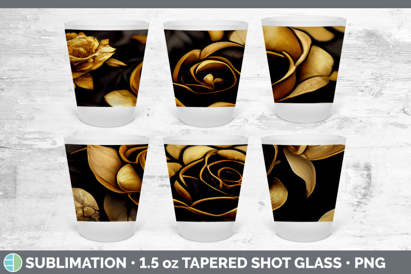 black-and-gold-rose-shot-glass-sublimation-shot-glass-1-5oz-tapered