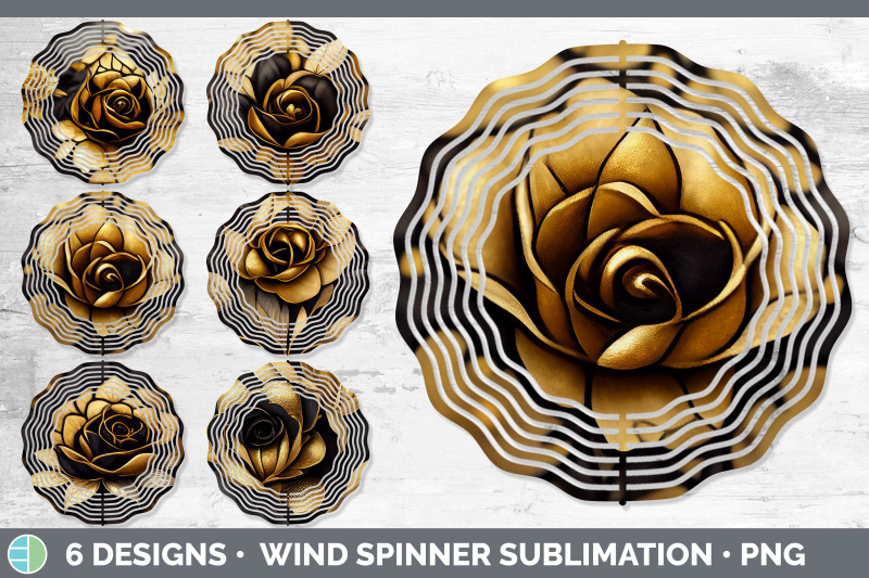 black-and-gold-rose-wind-spinner-sublimation-designs-bundle