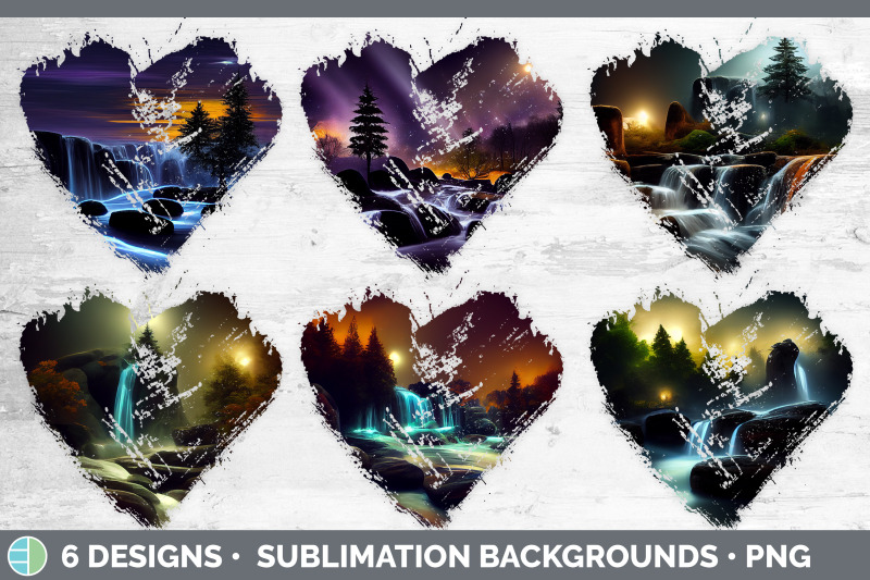 waterfall-landscape-heart-distressed-clipart-sublimation-designs