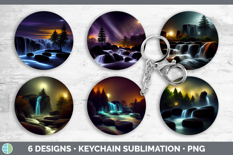 waterfall-landscape-keychain-bundle-keyring-sublimation-designs