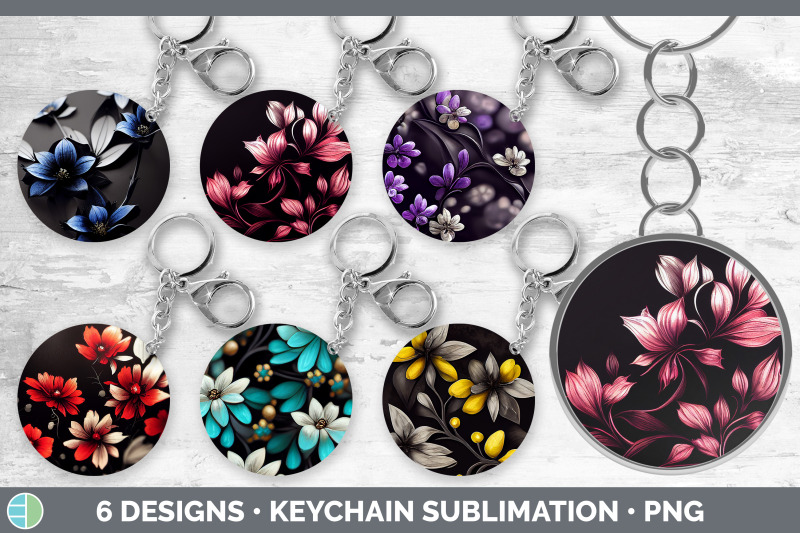 flowers-keychain-bundle-keyring-sublimation-designs