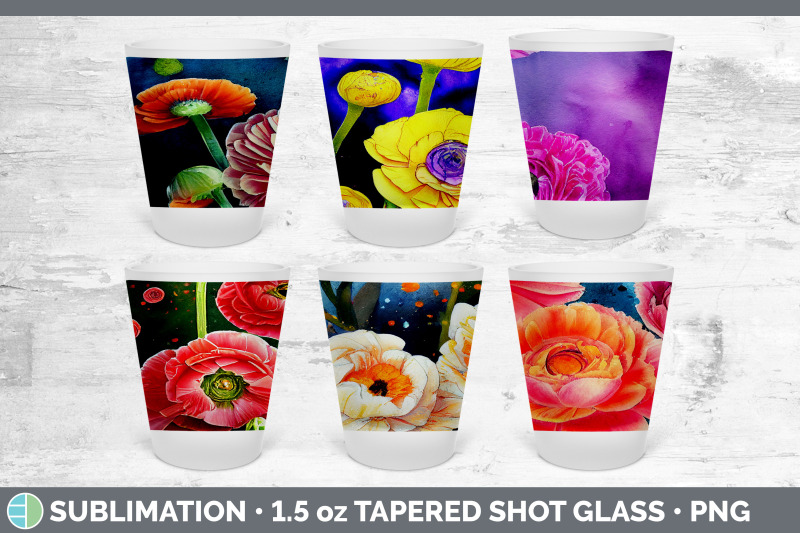 ranunculus-flowers-shot-glass-sublimation-shot-glass-1-5oz-tapered