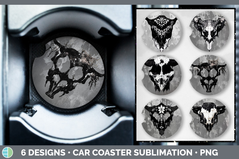 cow-skull-car-coaster-sublimation-designs-bundle