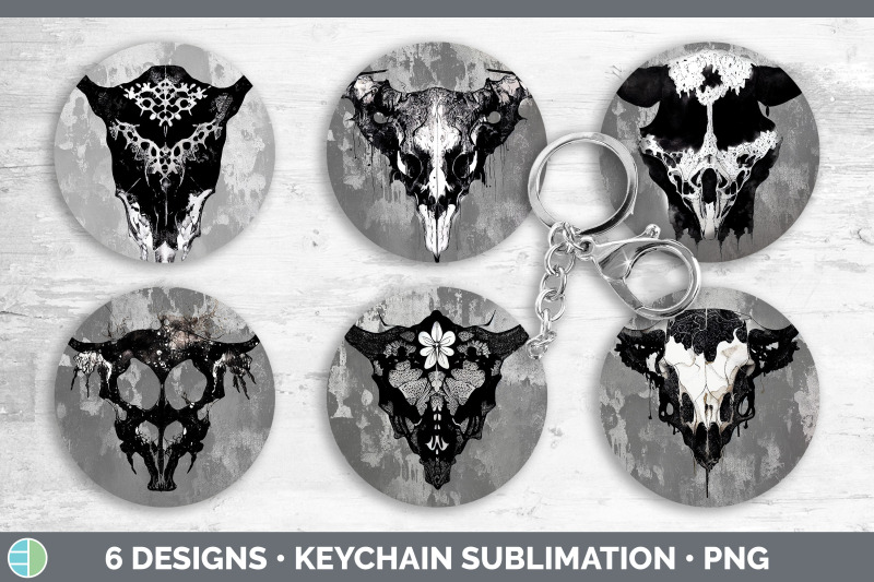 cow-skull-keychain-bundle-keyring-sublimation-designs