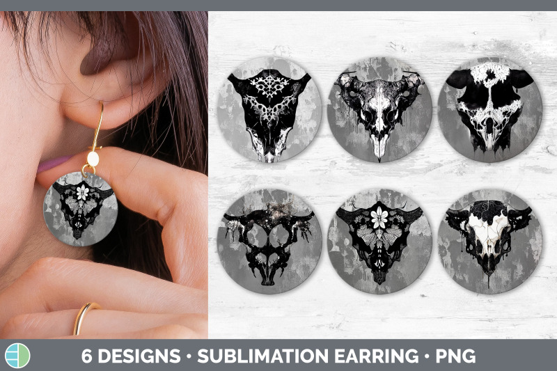 cow-skull-round-earring-sublimation-designs-bundle