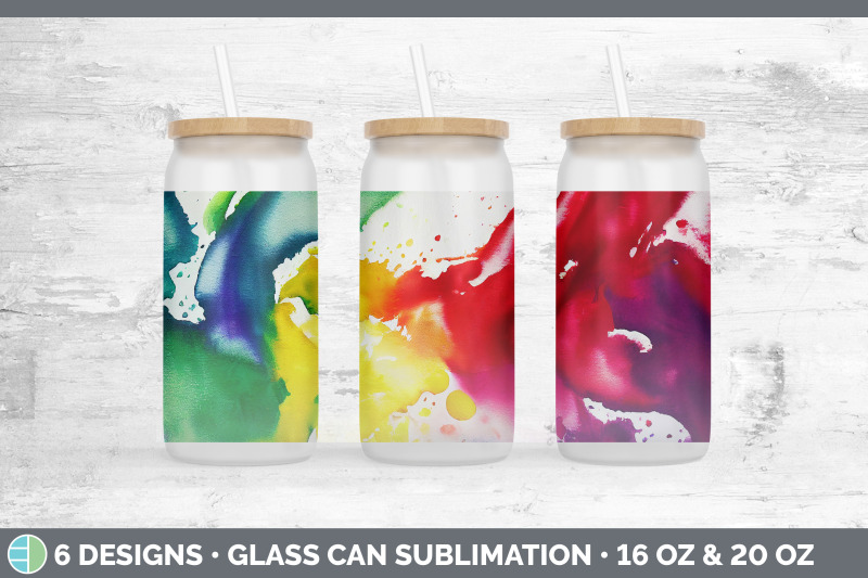 watercolor-rainbow-glass-can-sublimation-beer-mason-jar