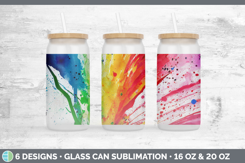watercolor-rainbow-glass-can-sublimation-beer-mason-jar