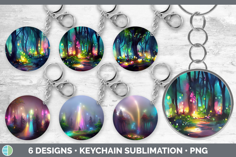 fairy-forest-keychain-bundle-keyring-sublimation-designs