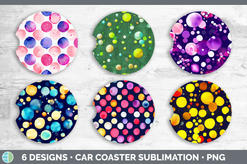 watercolor-polka-dots-car-coaster-sublimation-designs-bundle