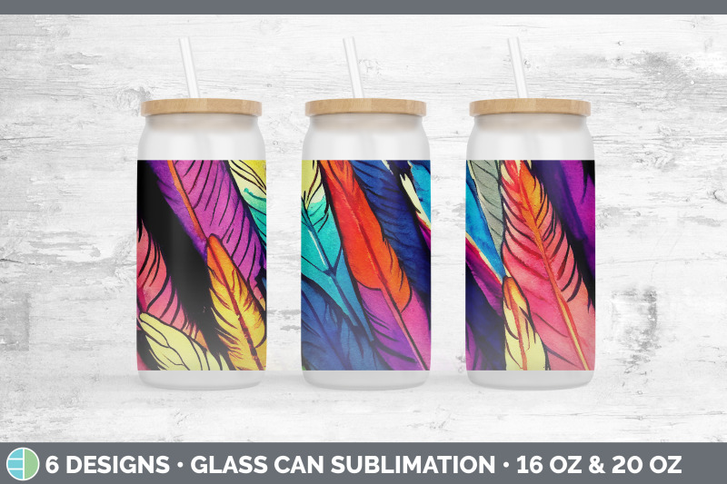 feathers-glass-can-sublimation-beer-mason-jar