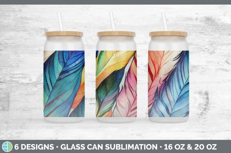 feathers-glass-can-sublimation-beer-mason-jar