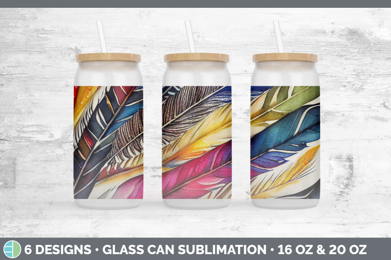 feathers-glass-can-sublimation-beer-mason-jar