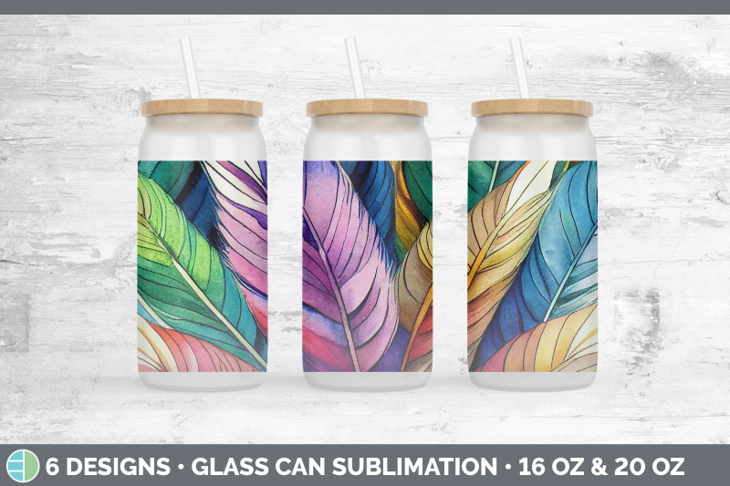 feathers-glass-can-sublimation-beer-mason-jar