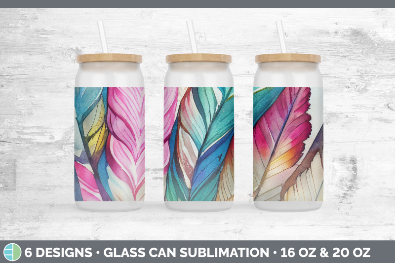 feathers-glass-can-sublimation-beer-mason-jar