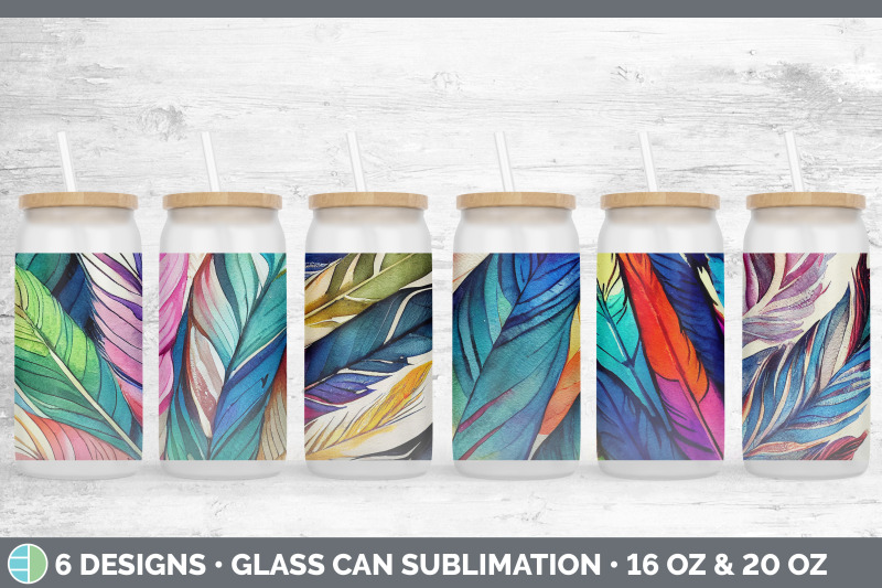 feathers-glass-can-sublimation-beer-mason-jar