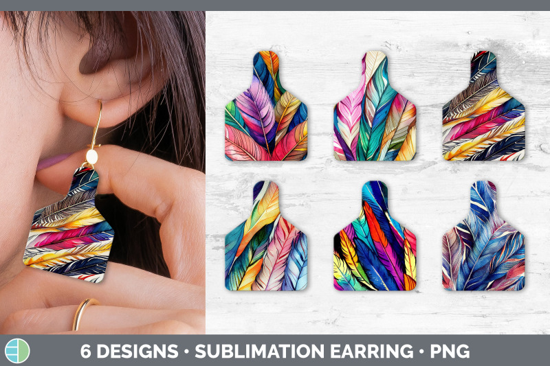 feathers-cow-tag-earring-sublimation-cattle-ear-tag