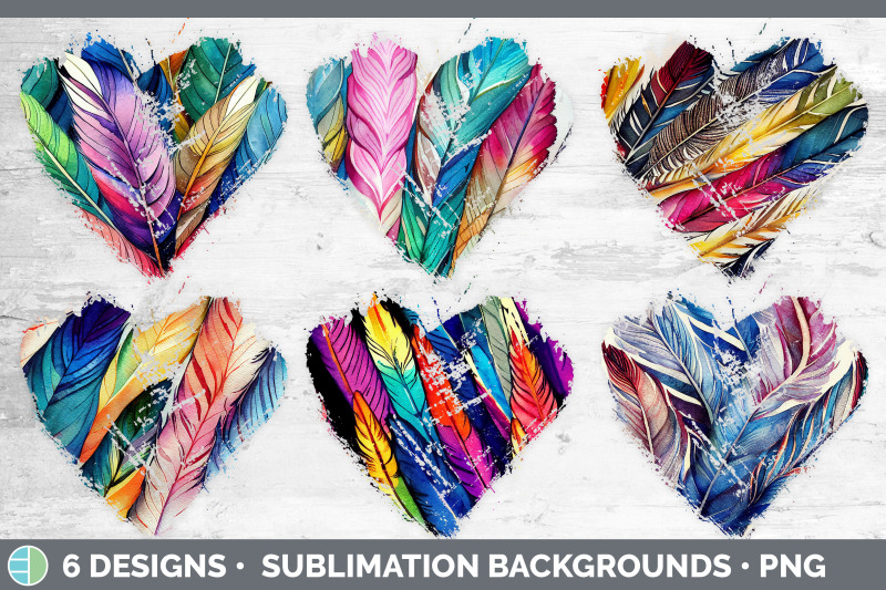 feathers-heart-distressed-clipart-sublimation-designs