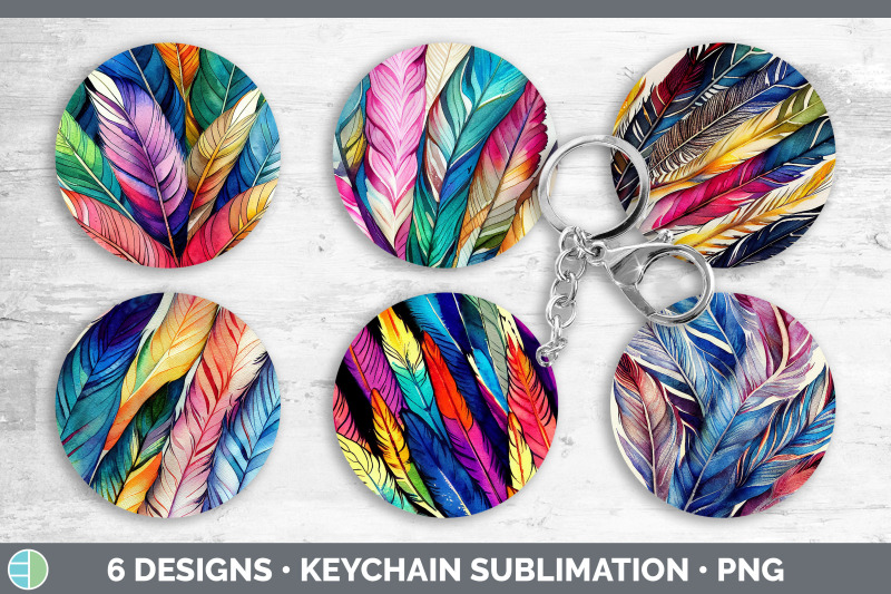 feathers-keychain-bundle-keyring-sublimation-designs