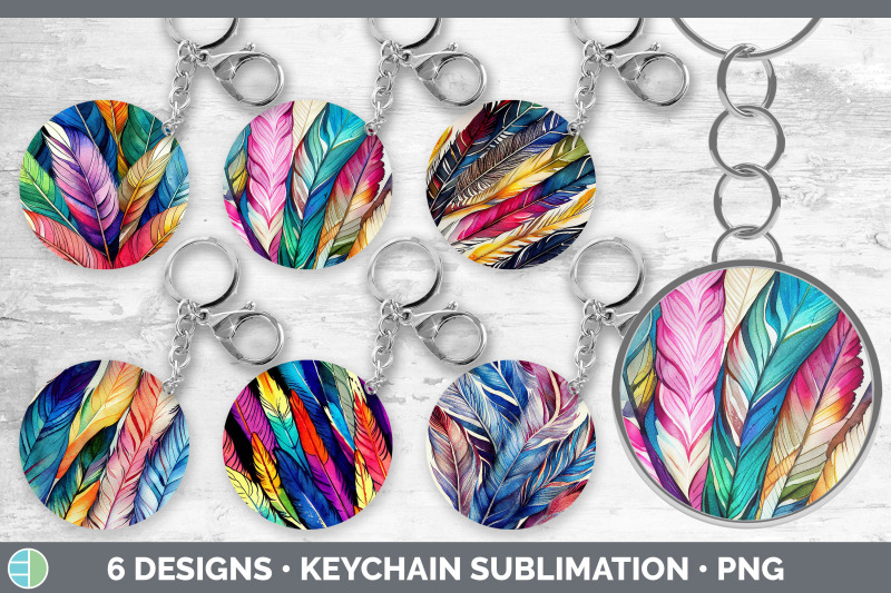 feathers-keychain-bundle-keyring-sublimation-designs