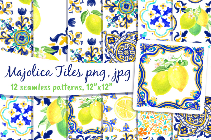 majolica-tiles-positano-seamless-pattern-watercolor-12-by-12-amalfi-cl