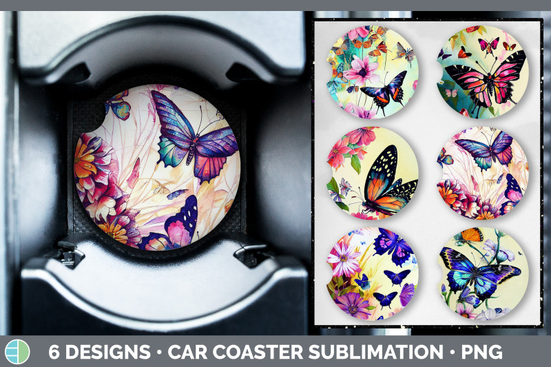 butterflies-car-coaster-sublimation-designs-bundle
