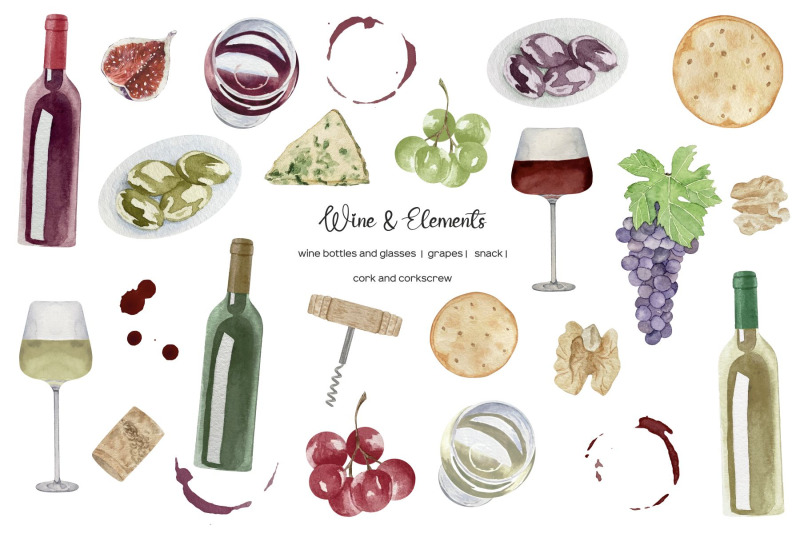 watercolor-wine-clipart-red-and-white-wine-illustration-wine-lover-clip-art-watercolor-wine-botteles-and-glasses-wine-and-snacks-set-png