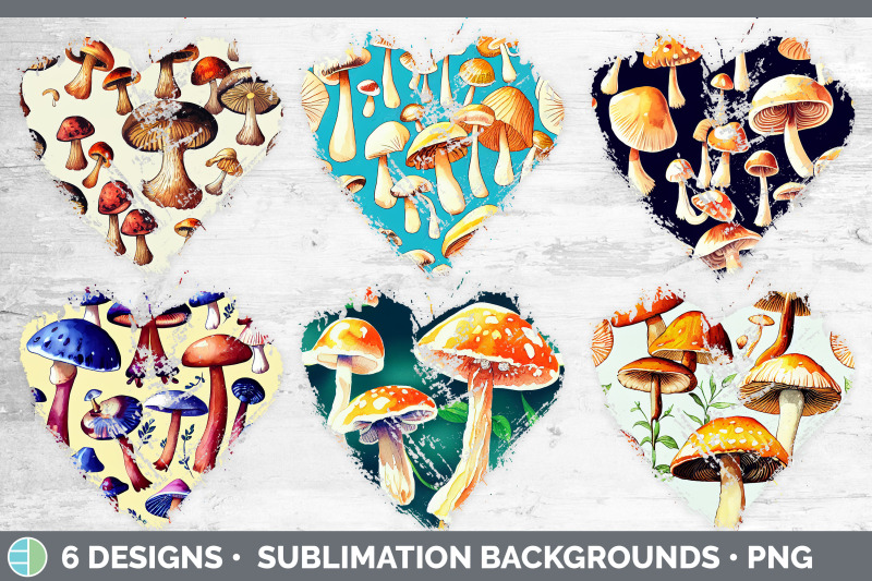 mushrooms-heart-distressed-clipart-sublimation-designs