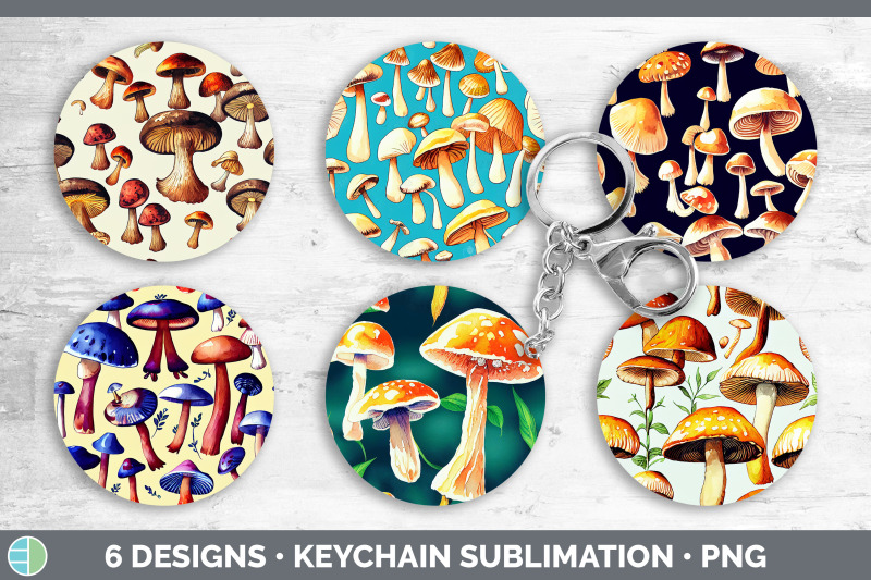 mushrooms-keychain-bundle-keyring-sublimation-designs