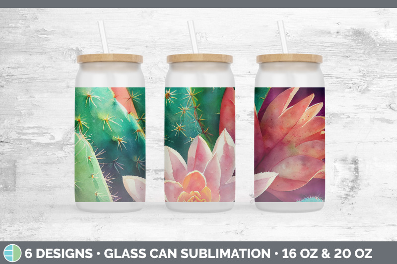 cactus-glass-can-sublimation-beer-mason-jar