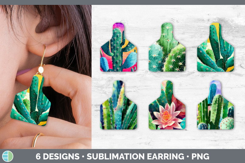 cactus-cow-tag-earring-sublimation-cattle-ear-tag