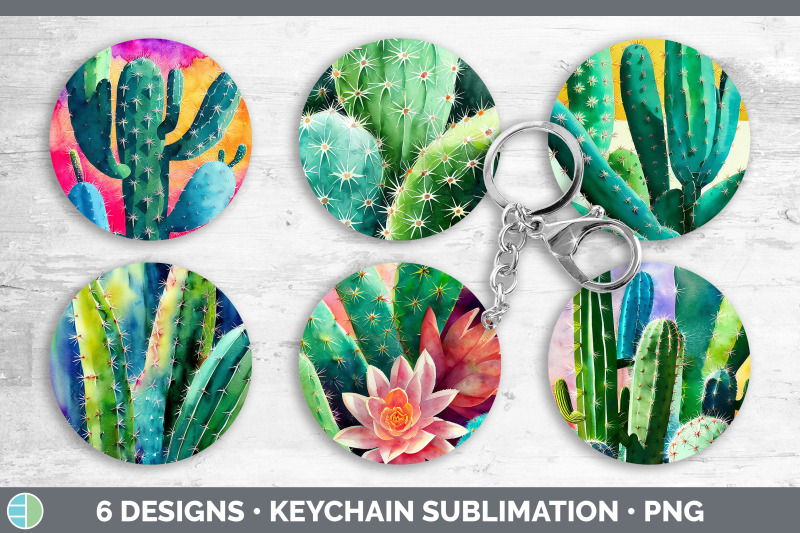 cactus-keychain-bundle-keyring-sublimation-designs