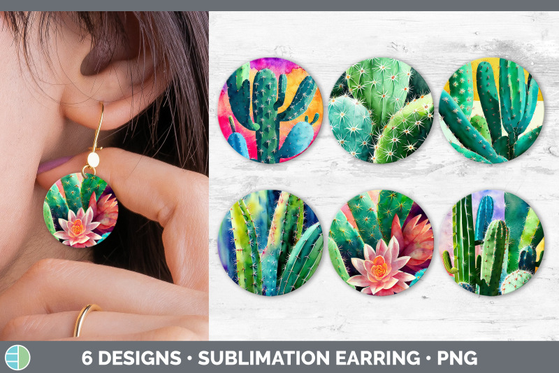 cactus-round-earring-sublimation-designs-bundle