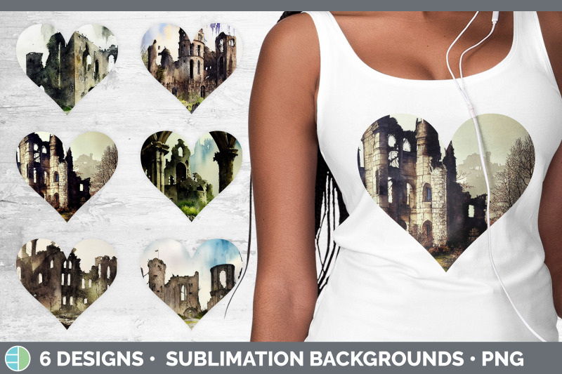 castle-ruins-hearts-clipart-sublimation-designs