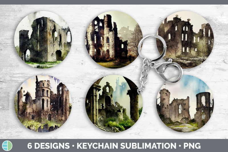 castle-ruins-keychain-bundle-keyring-sublimation-designs