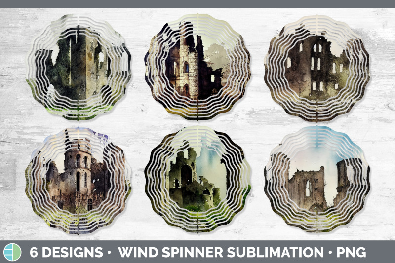 castle-ruins-painted-wind-spinner-sublimation-designs-bundle