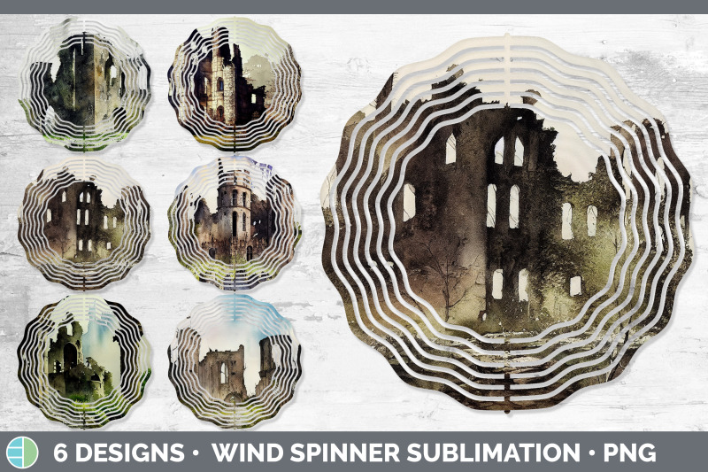 castle-ruins-painted-wind-spinner-sublimation-designs-bundle