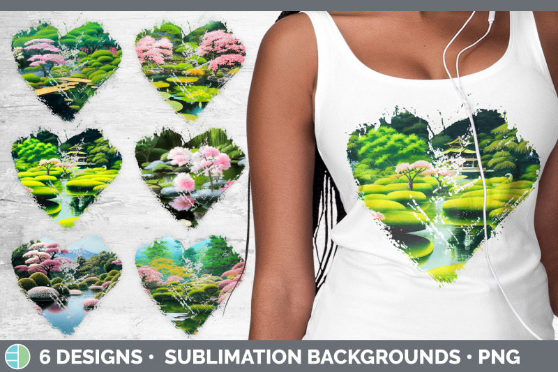 japanese-garden-heart-distressed-clipart-sublimation-designs