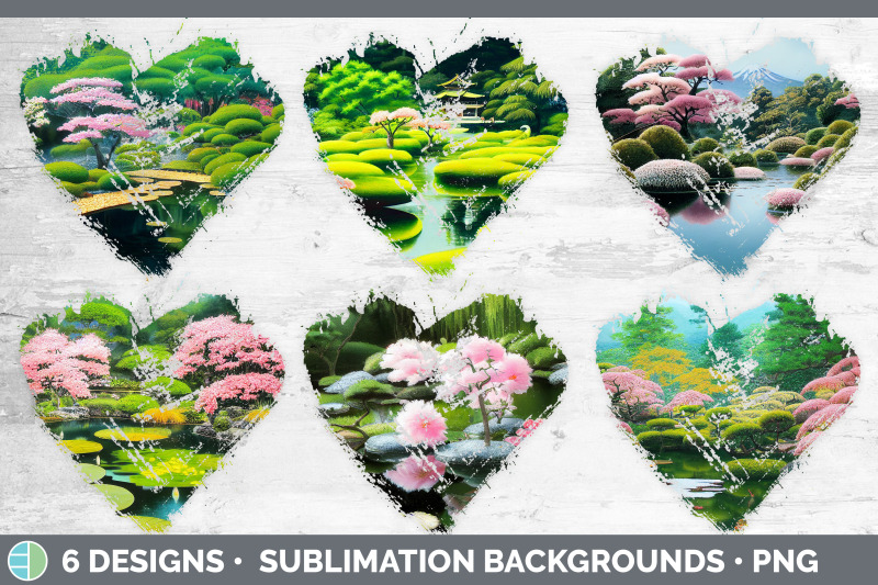 japanese-garden-heart-distressed-clipart-sublimation-designs