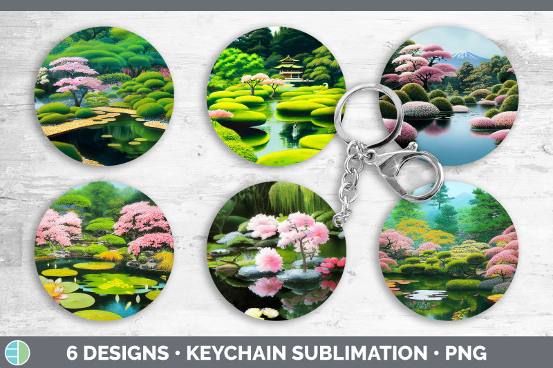 japanese-garden-keychain-bundle-keyring-sublimation-designs