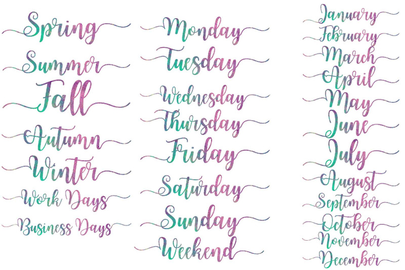 days-months-seasons-word-art-clipart-overlays-png