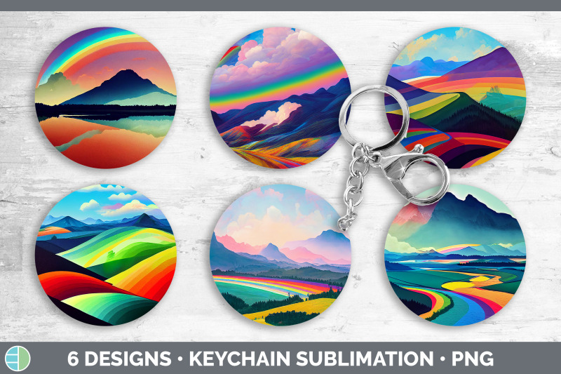 rainbow-mountains-keychain-bundle-keyring-sublimation-designs