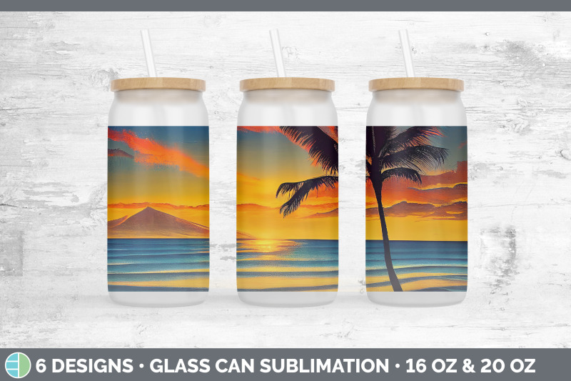 beach-sunset-glass-can-sublimation-beer-mason-jar