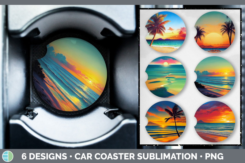 beach-sunset-car-coaster-sublimation-designs-bundle