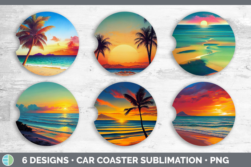 beach-sunset-car-coaster-sublimation-designs-bundle