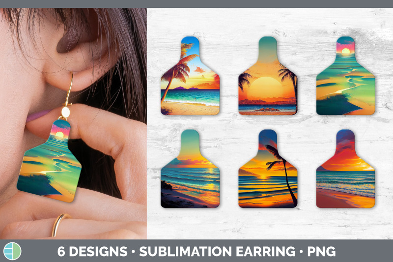 beach-sunset-cow-tag-earring-sublimation-cattle-ear-tag