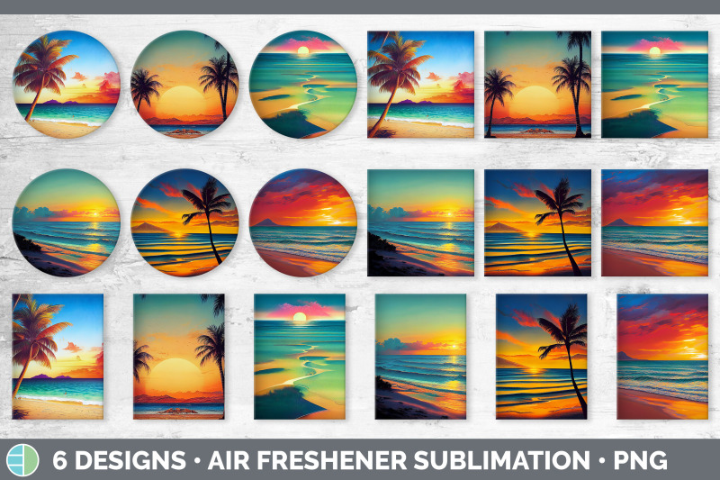 beach-sunset-air-freshener-sublimation-designs-bundle