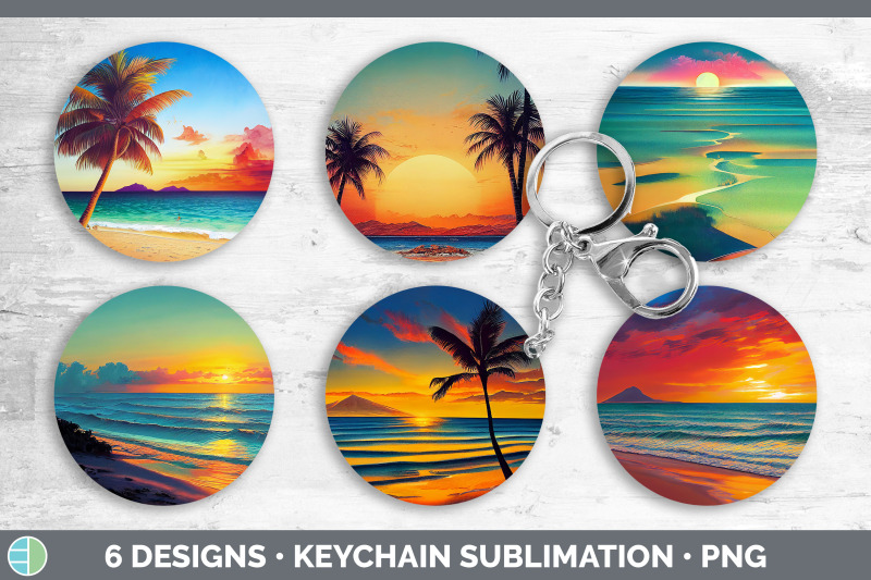 beach-sunset-keychain-bundle-keyring-sublimation-designs