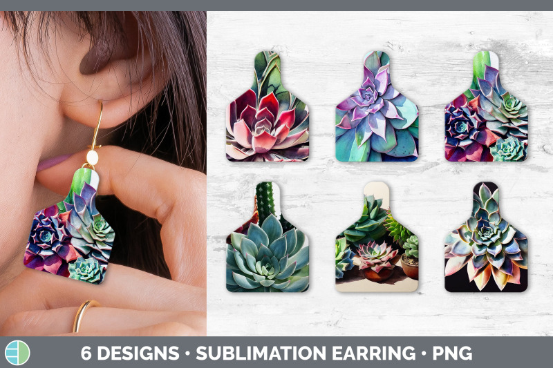 succulents-cow-tag-earring-sublimation-cattle-ear-tag