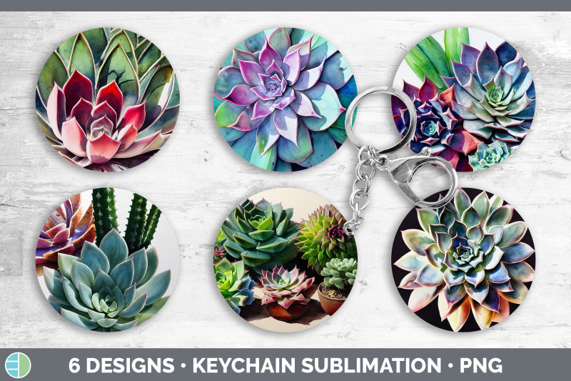 succulents-keychain-bundle-keyring-sublimation-designs