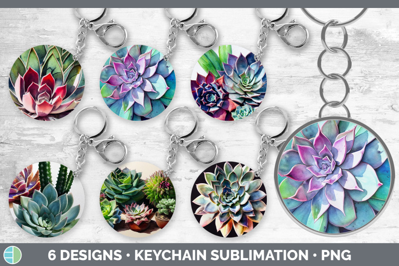 succulents-keychain-bundle-keyring-sublimation-designs